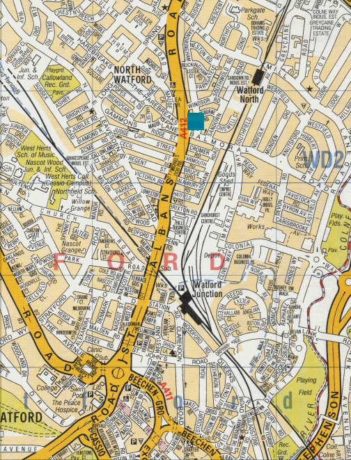 map showing Watford Lodge