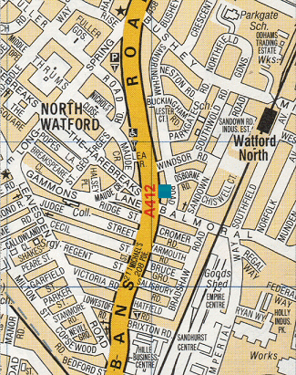map showing Watford Lodge